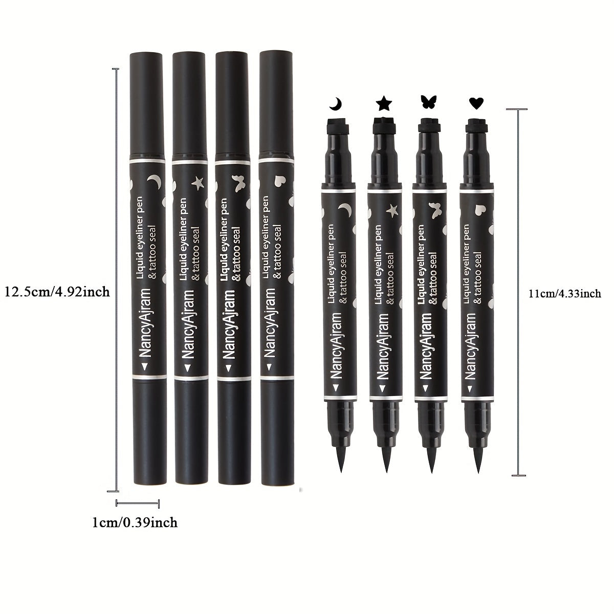 Liquid Eyeliner Pen Set Waterproof Long-Lasting with Stamp Shapes