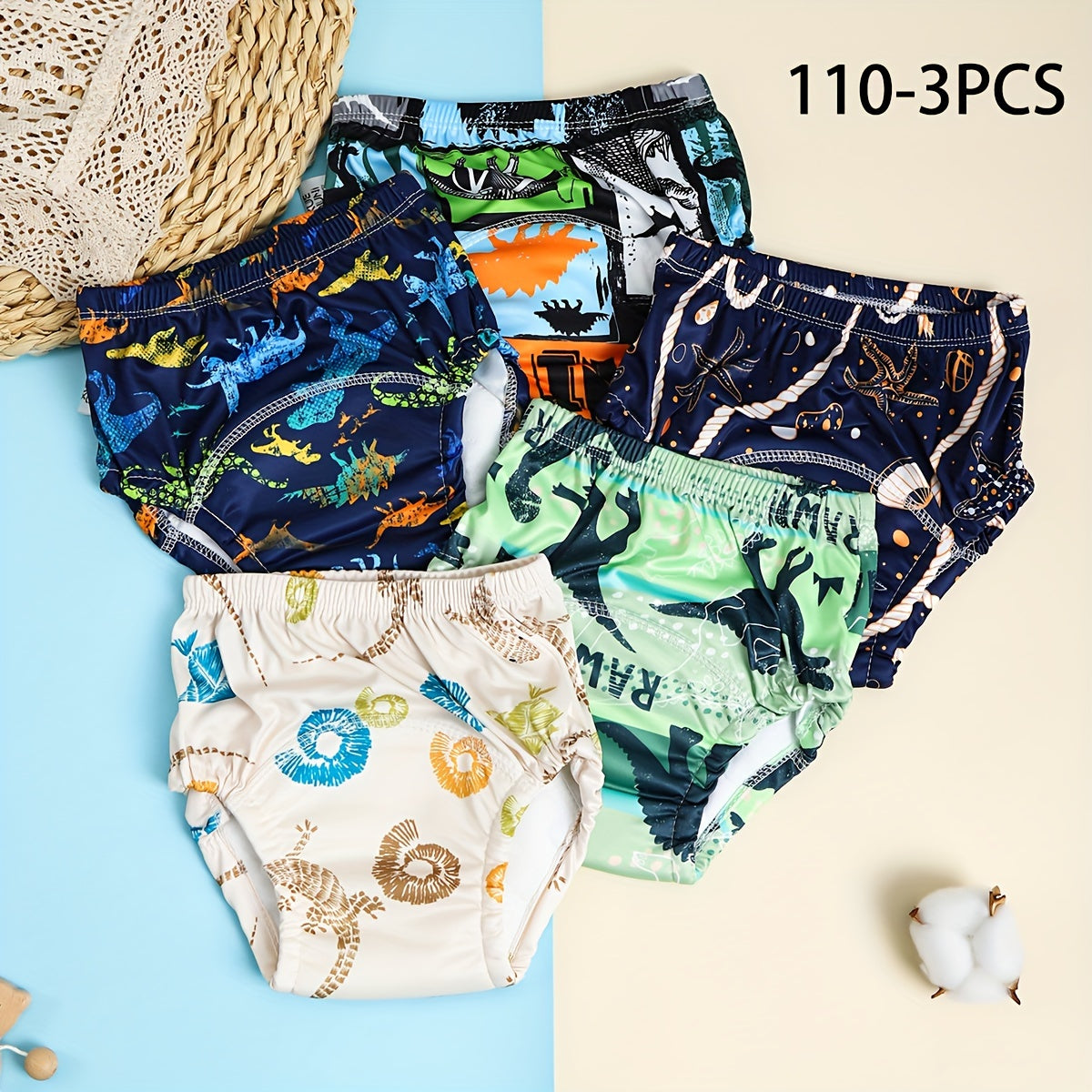 Bola va qizlar uchun 0-3 yoshda 3 yoki 5 ta Potty Training Pants to'plami, paxta, nafas oladigan, qayta ishlatiladigan