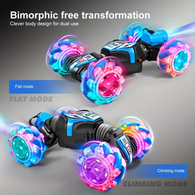 Gesture Sensing RC Car with Spray Emission Climbing Stunts Weatherproof Flashing Lights Blue Black