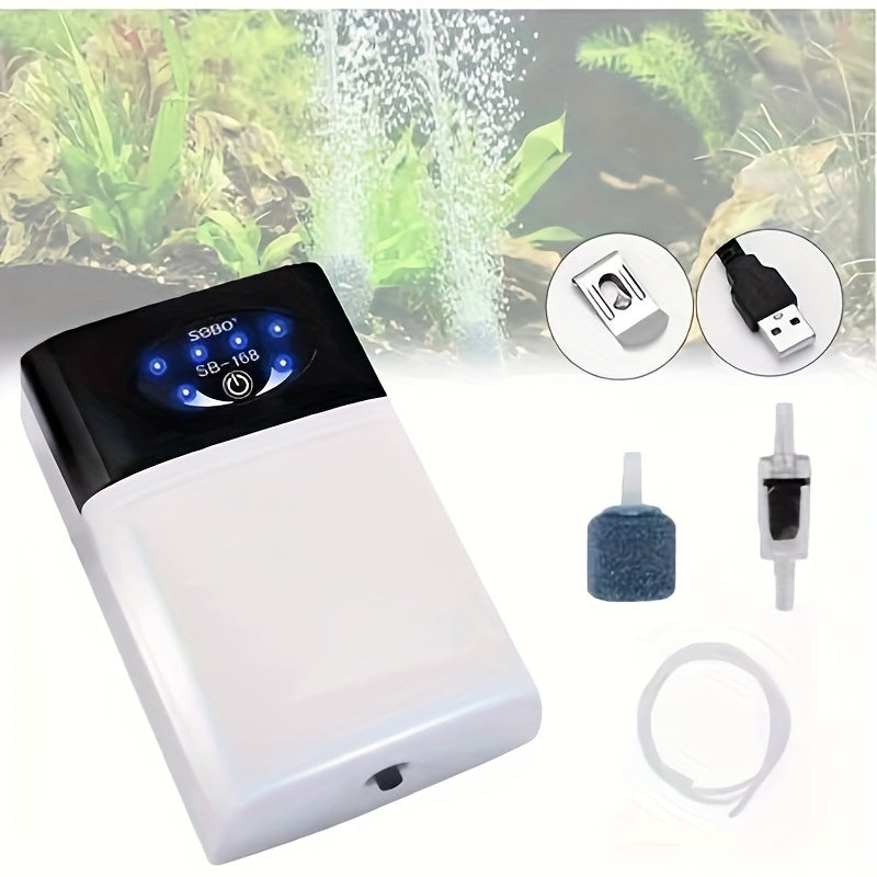 Rechargeable Portable Aquarium Air Pump with 1 Meter Tube for Fish Tank Breeding