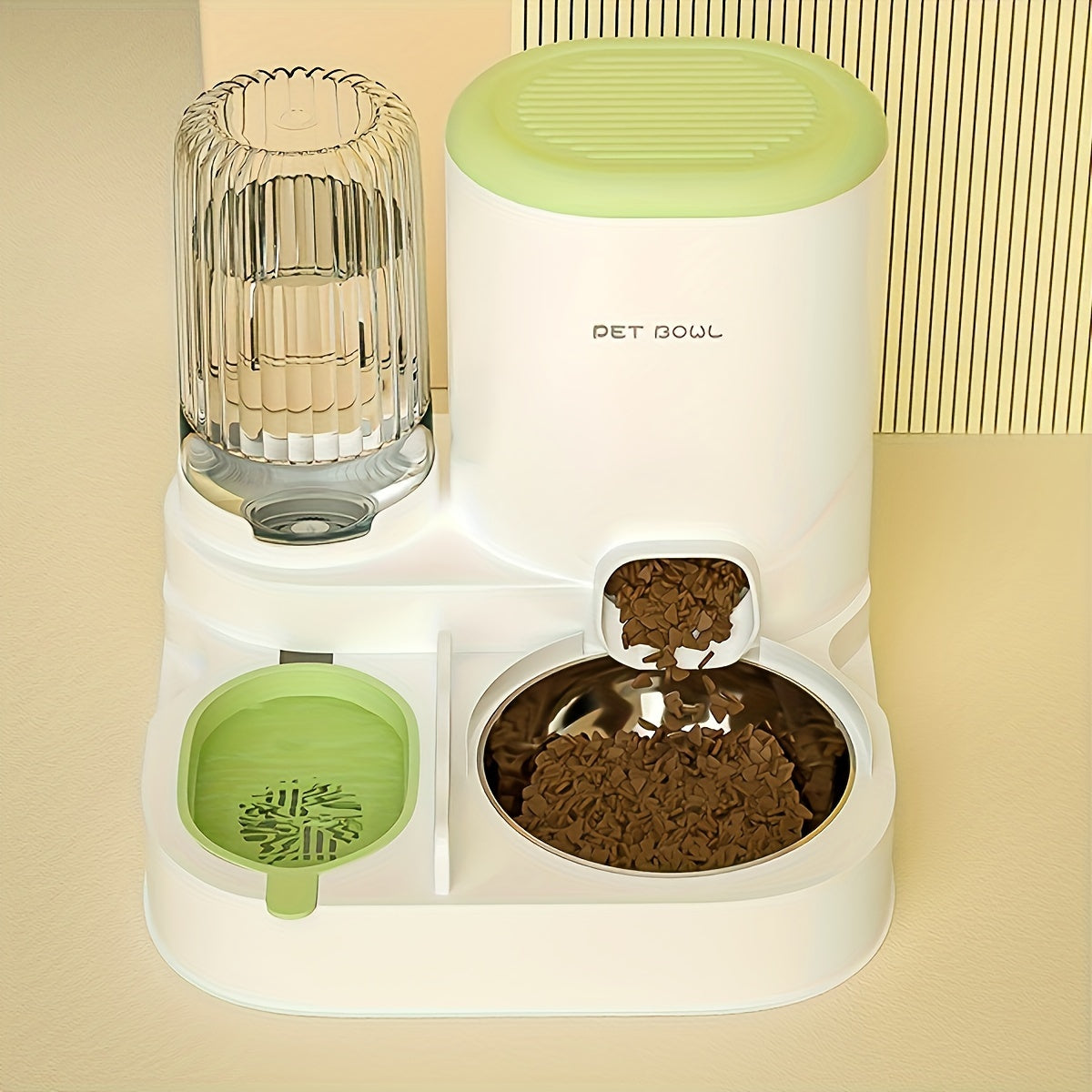 Comedero y dispensador de agua para gatos 2 en 1, cuenco de acero inoxidable, sin electricidad, lavable, estación para mascotas en interiores