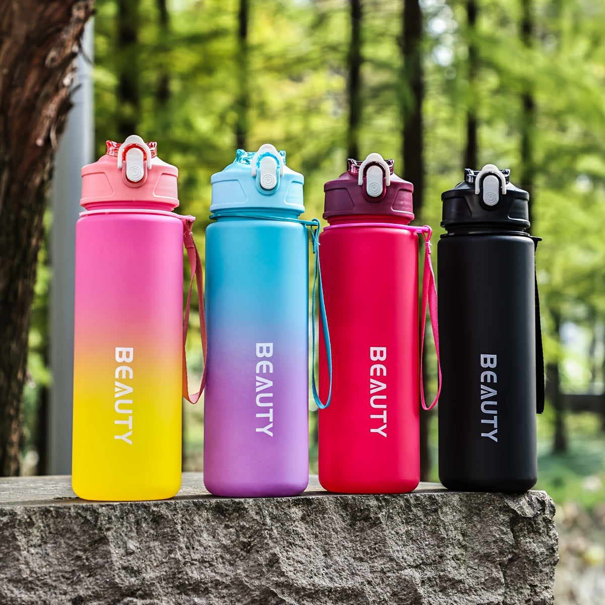 Frosted Plastic Water Bottle with Scale for Outdoor Sports and Office Use