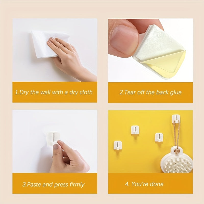 Set of 10 White Seamless Wall Hangers Adhesive Hooks for Home and Office