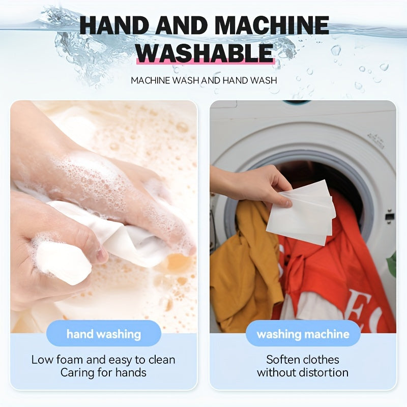 Sayohat va uyda foydalanishga tayyor kir yuvish pufakchali varaqalar: kuchli dog'larni olib tashlash, yangi hid, rangga xavfsiz, bo'yoqsiz.