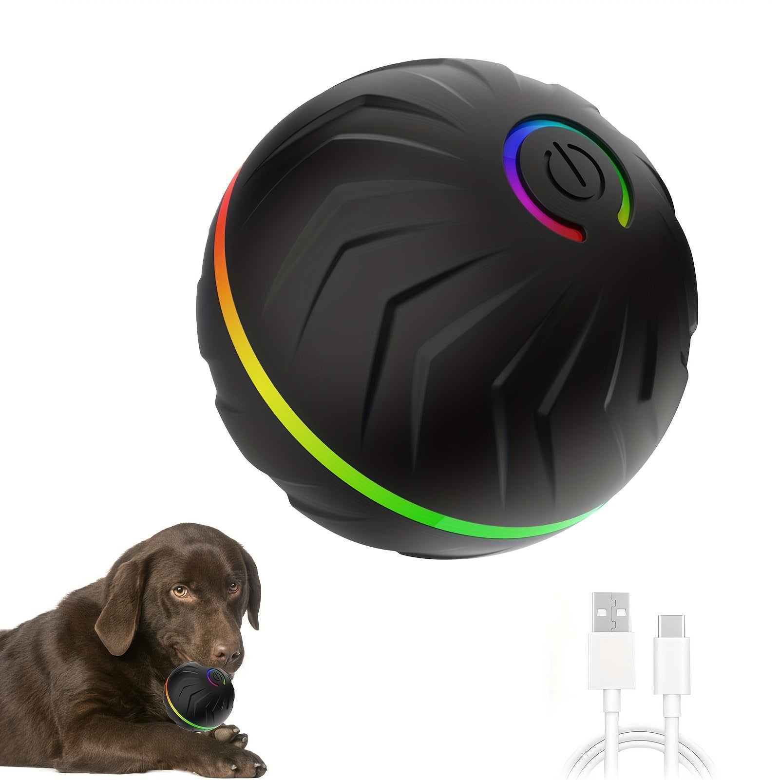 Large Silicone Pet Jumping Ball with LED Lights USB Rechargeable for All Breed Sizes