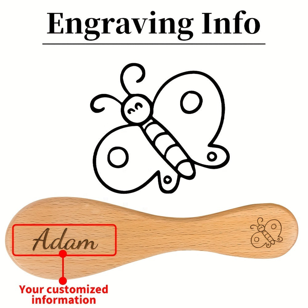 Очаровательная гравированная расческа для волос с персонализированным деревянным дизайном в виде мультфильма, изготовленная с вашим именем. Уникальный и продуманный вариант подарка на День матери или День отца.