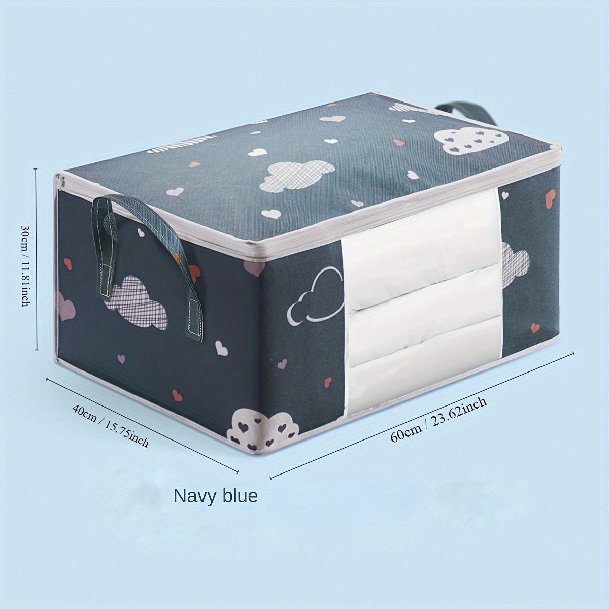 Large Non-Woven Fabric Storage Bag with Clear Window Zipper Organizer for Clothing and Bedding