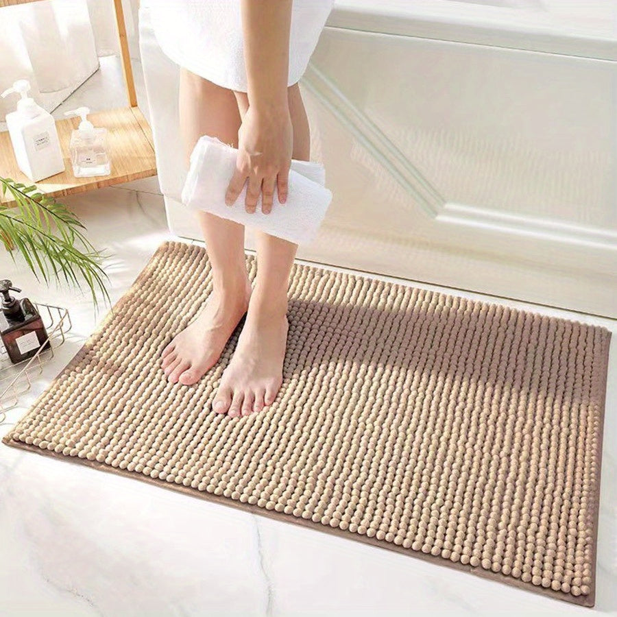 Luxurious Chenille Bath Mat 2cm Thick Non-Slip Absorbent Quick-Dry