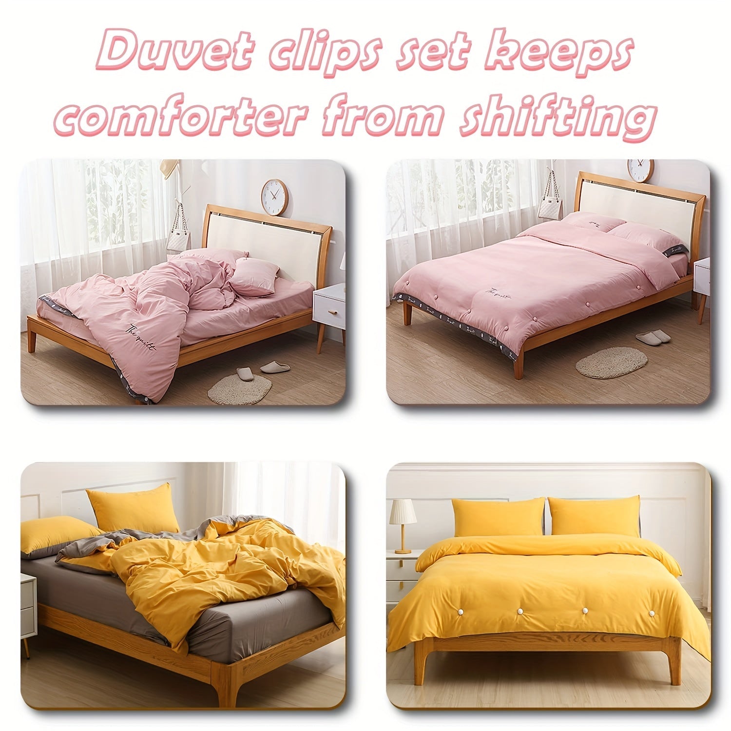 Set of 4 Duvet Clips Polypropylene Sheet Fasteners Quilt Cover Stabilizers Bedding Buckles