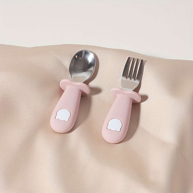 Children's Silicone Tableware Set with Stainless Steel Dinnerware and Feeding Utensils