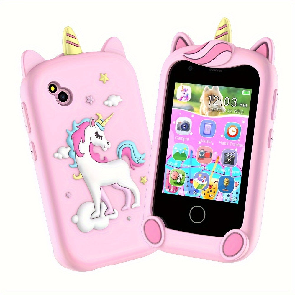 Kids Smart Phone Toy 2.8-Inch HD Screen Puzzle Games Storybooks Video Recorder Music Player Camera Painting Flashlight for Kids 3+
