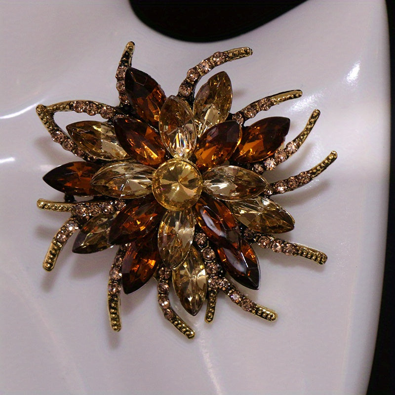 Elegant Rhinestone and Enamel Irregular-Shaped Brooch for Women