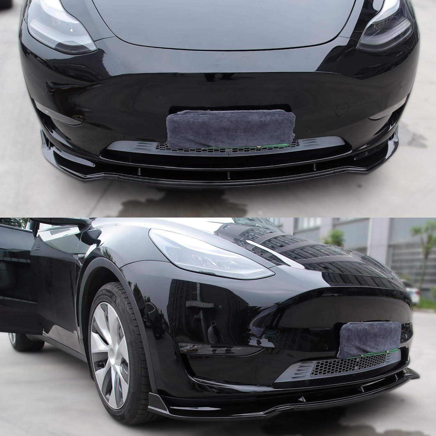 Front Lip Spoiler for Tesla Model Y 2020-2023 Black Front Bumper Splitter