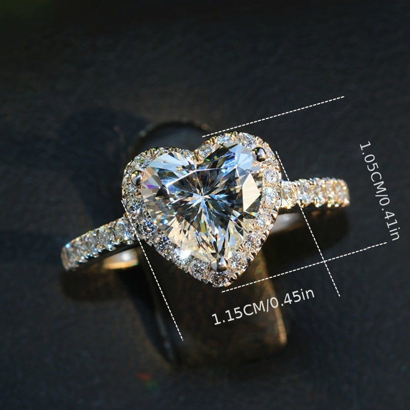 Uchun ajoyib yurak shaklidagi zirkoni to'y uzuk - Ideal 14-fevral sovg'asi, mis halqa