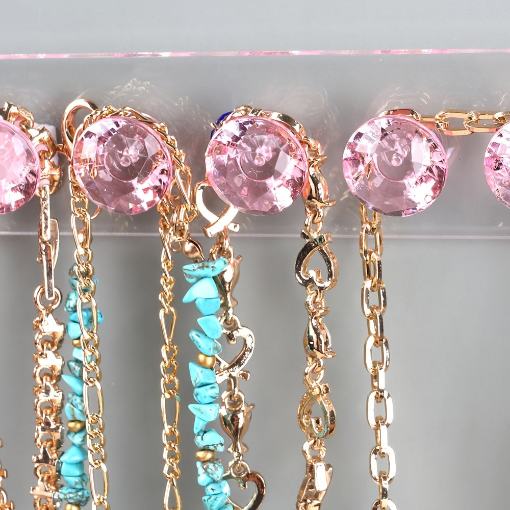 Акриловая настенная органайзер для украшений с 7 крючками для ожерелий и аксессуаров