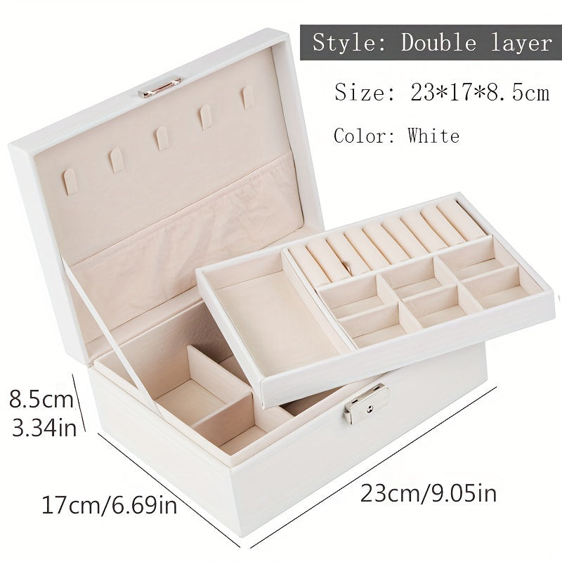 Large Capacity 2-Layer Jewelry Organizer with Lock for Earrings Necklaces Bracelets