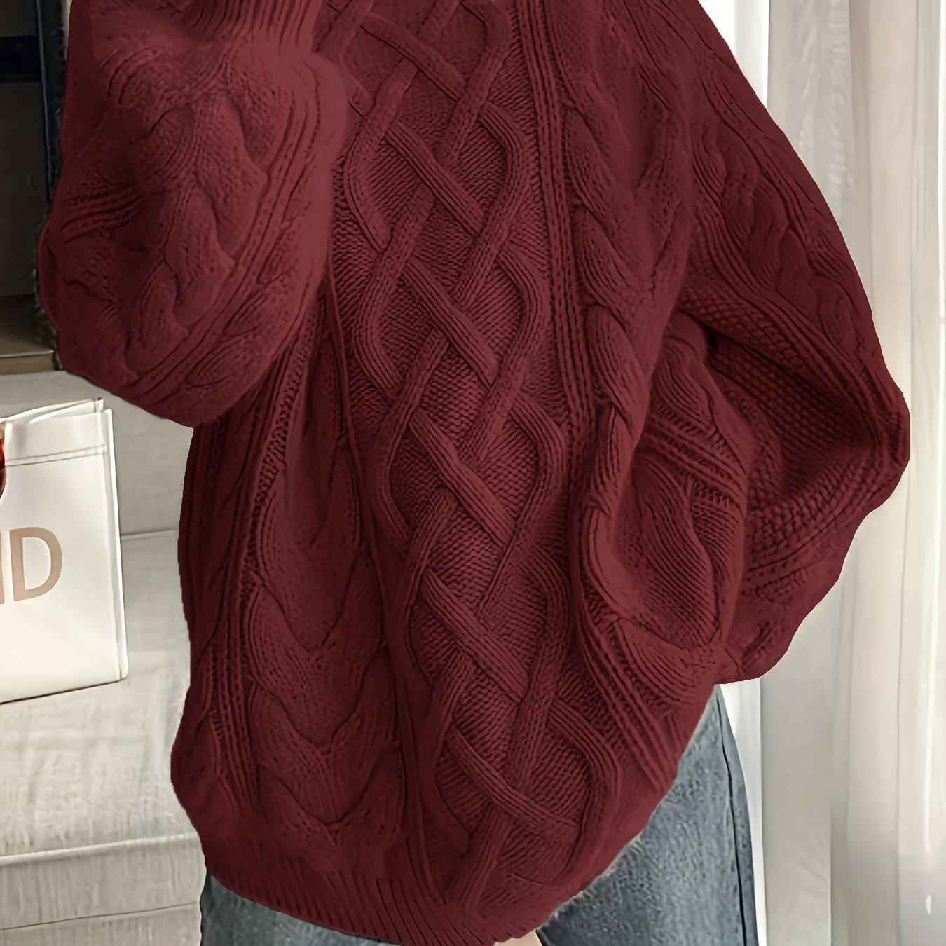 Plus-Size Women's Loose Fitting Knit Sweater Long Sleeve Casual Pullover