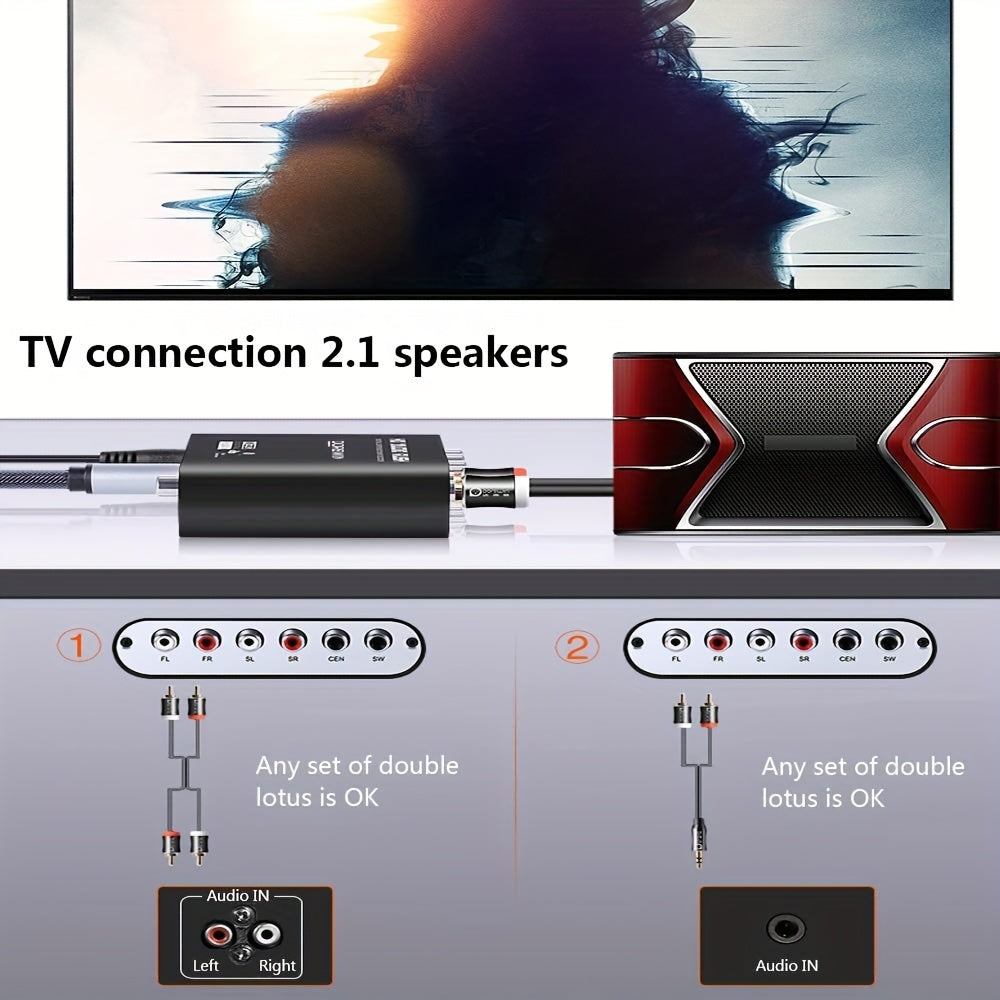Digital Optical Coaxial to Analog Audio Converter 5.1 Channel DTS AC-3 Decoder USB Powered