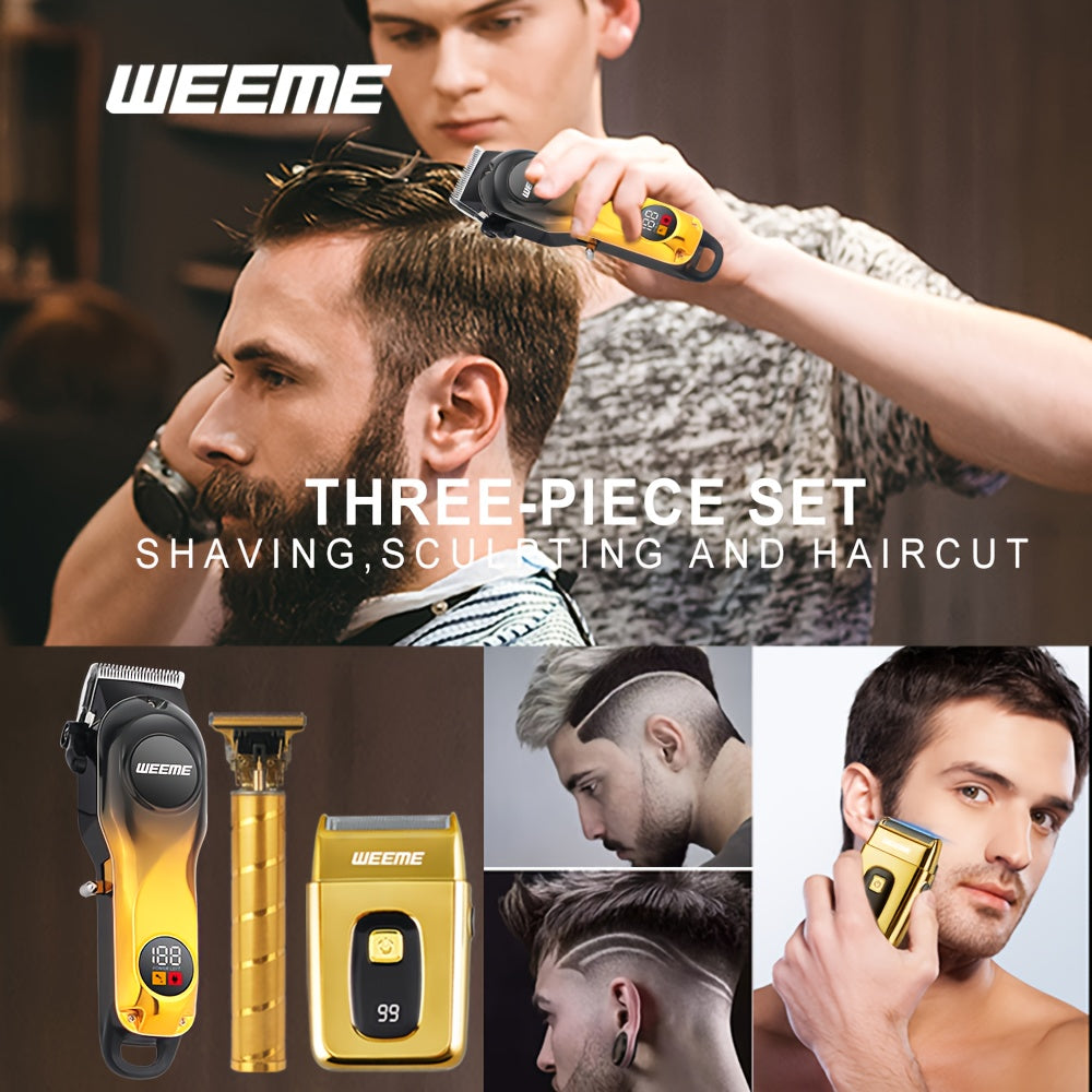 Cordless Electric Hair Clipper Set with Trimmer and Shaper for Men