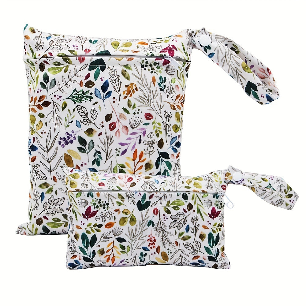 Boho Leaves Print Diaper Bag Waterproof Wet Dry Travel Organizer