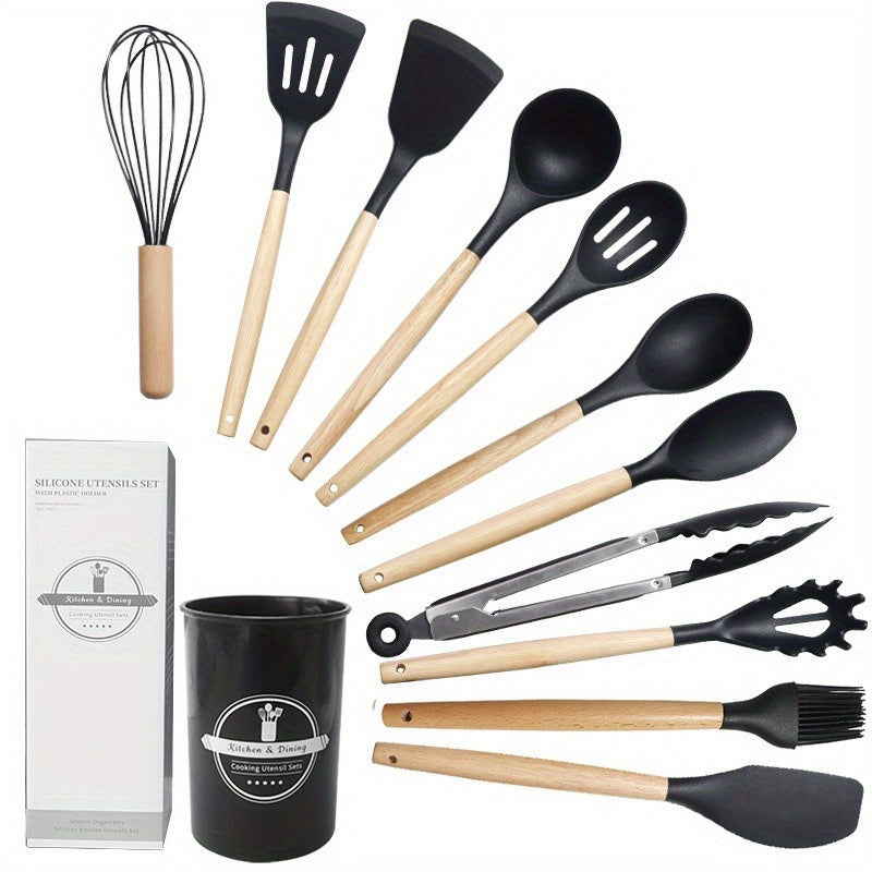 Silicone Kitchen Utensil Set 12 Pieces Non-Stick Food Grade Cooking Tools