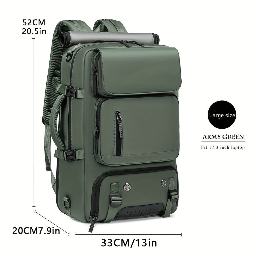 Waterproof Backpack with USB Port Trolley Sleeve Shoe Grid for Outdoor Hiking and Travel