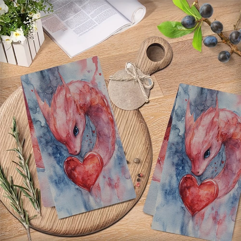 Set of 2 Ultra-Soft Absorbent Kitchen Towels for Dish Drying and Holiday Decor