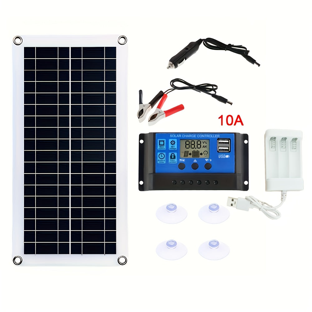 Портативный комплект солнечных панелей 12В 18В с USB-зарядкой для телефона, автодома, автомобиля, на открытом воздухе