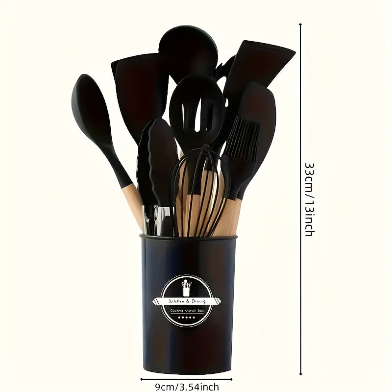 Silicone Kitchen Utensil Set 12 Pieces Non-Stick Heat-Resistant Cooking Tools