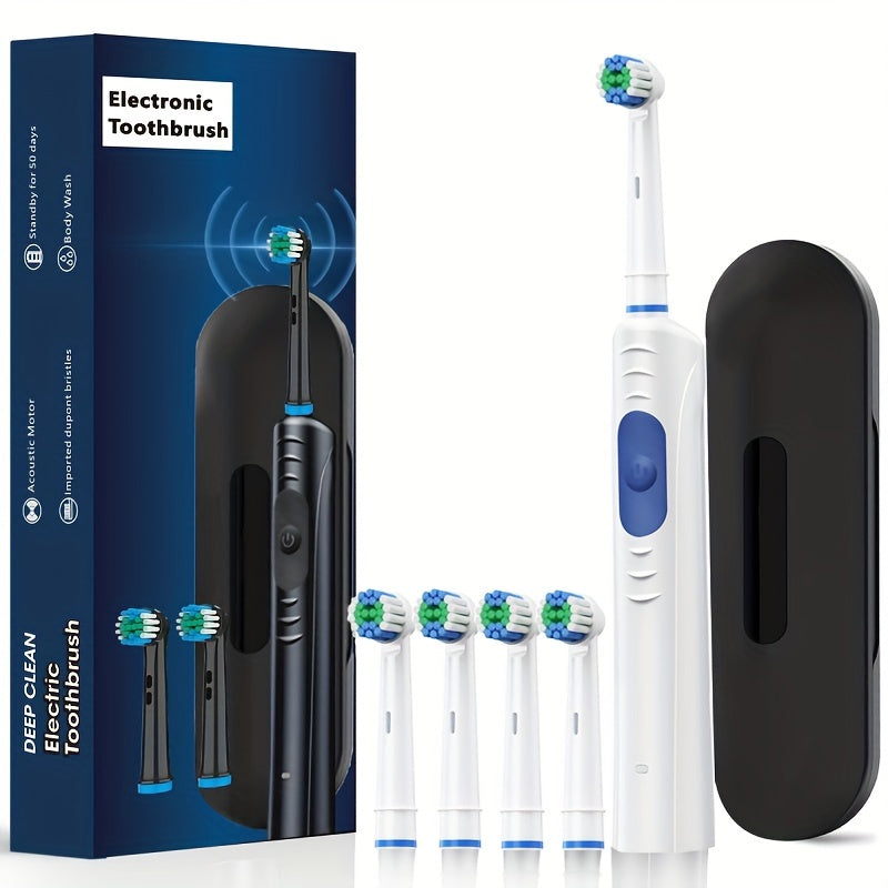 Взрослая электрическая зубная щетка с мягкой щетиной для отбеливания, перезаряжаемая, с технологией звуковых волн