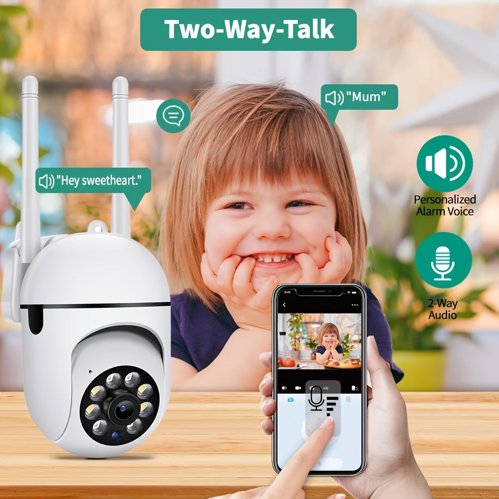 1080P Wireless Security Camera Kit with Full Color Night Vision Spotlight and Siren