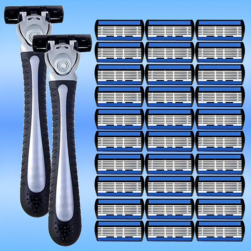 Мужской стальной двусторонний бритвенный станок для удаления волос с запасными лезвиями