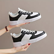 Women's Two-Tone Sneakers Black White Lightweight Casual Shoes