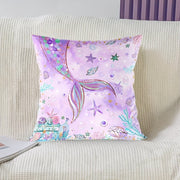 Mermaid Tail Pillowcase Soft Peach Polyester Zippered Cushion Cover Purple Sea Creatures