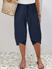 Plus Size Women's High-Waisted Bermuda Shorts Drawstring Olive Green