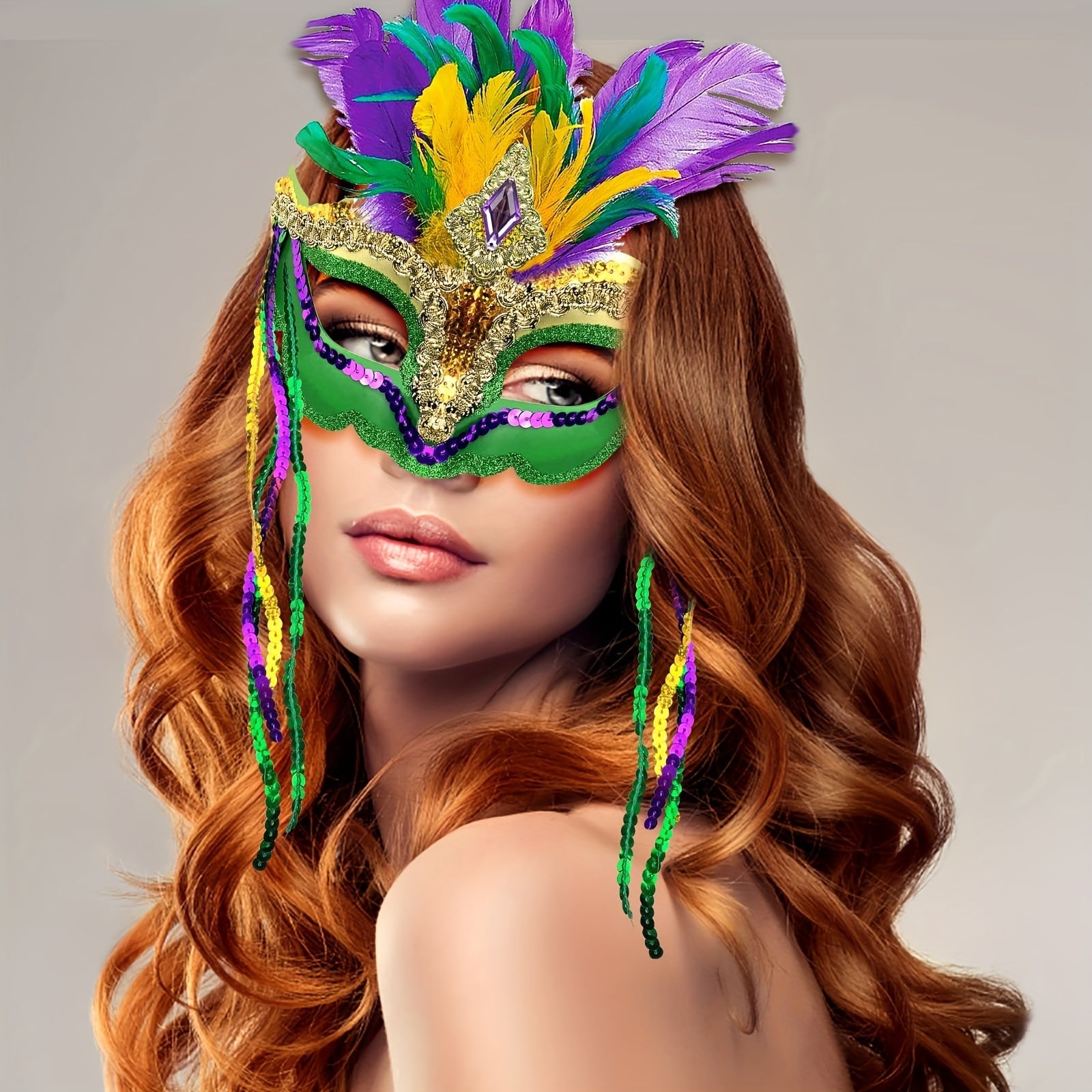 Feathered Masquerade Mask for Women for Mardi Gras Halloween Cosplay Venetian Events