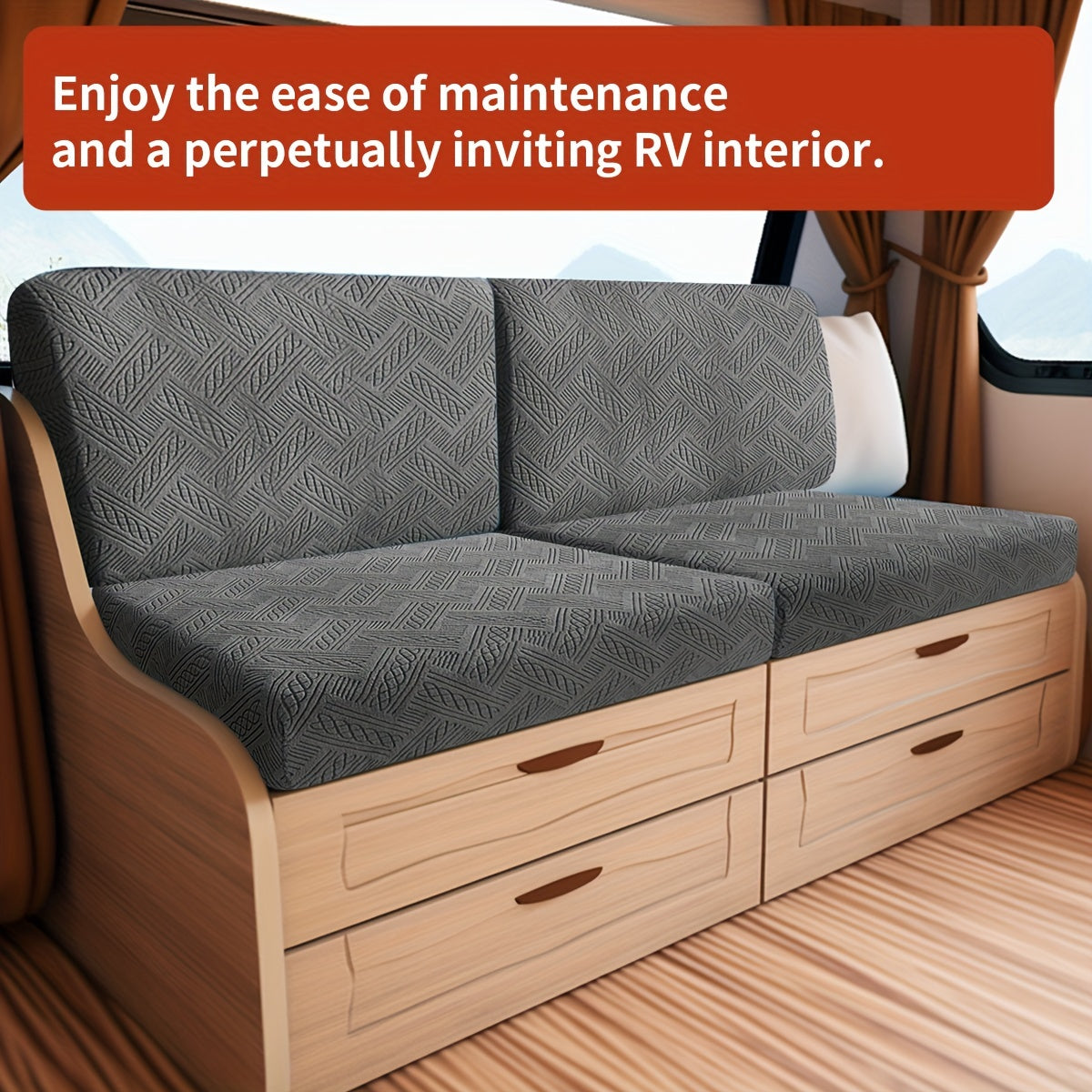 2-Piece Boho Style RV Sofa Cover Set Dust and Pet Scratch Protection Machine Washable