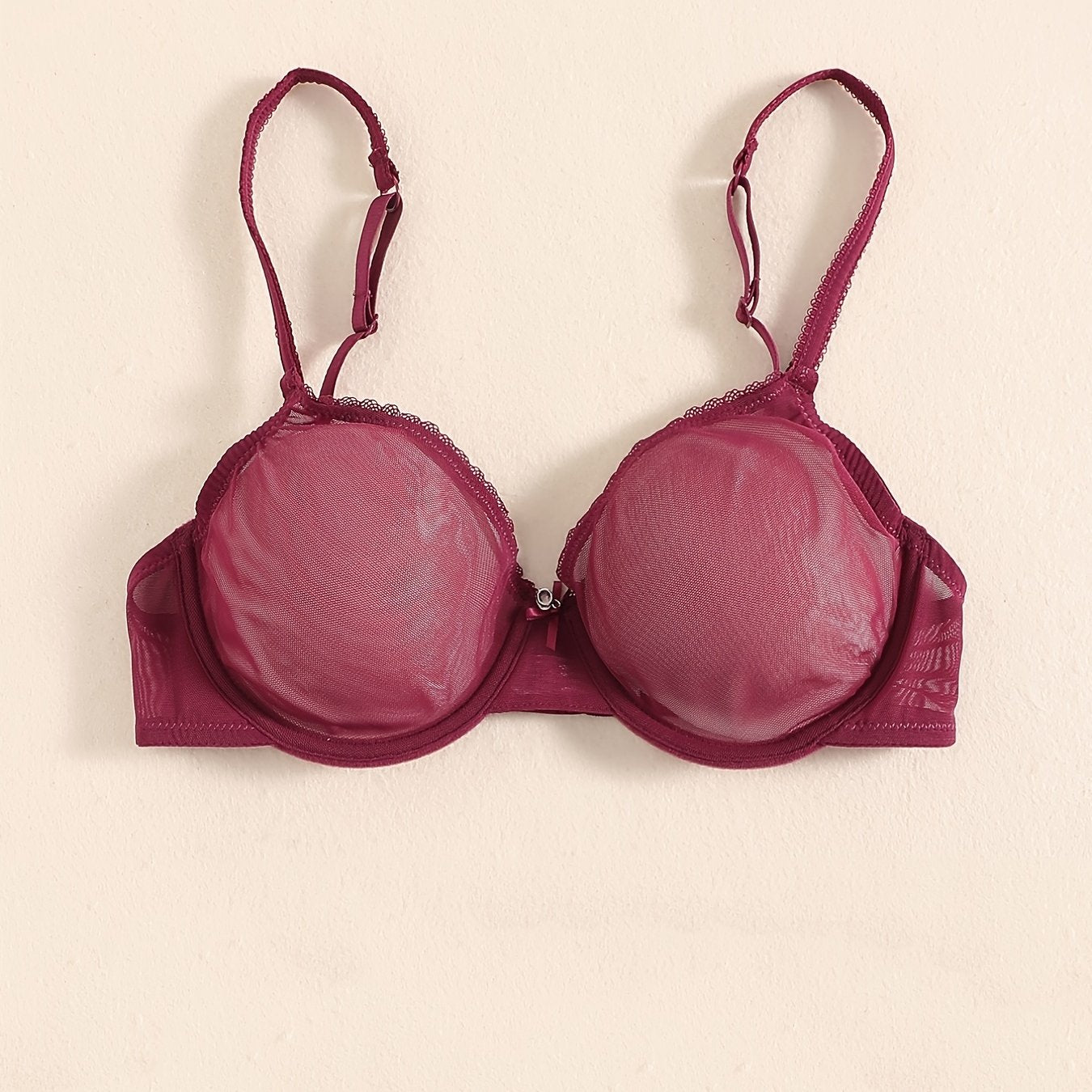 Women's Sheer Unlined White Bra with Underwire and Thin Straps in Breathable Nylon Spandex