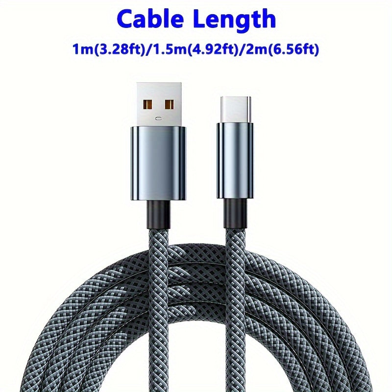 100W 6A USB-C Fast Charging Data Cable Nylon Braided 1m Black or Blue