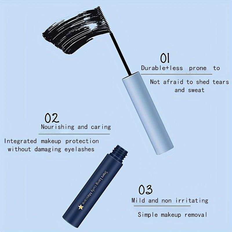 Women Black Brown Mascara Long Curling Waterproof Smudge Proof with Slim Brush