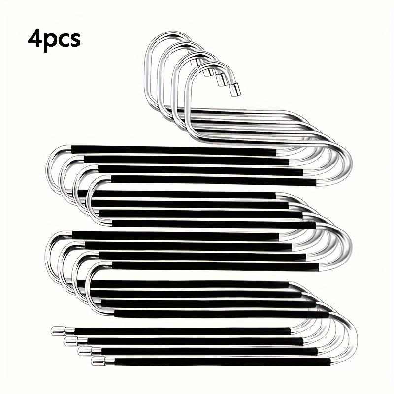 Set of 1/2/4 Pants Storage Hangers Space-Saving 5-Tier S-Shaped Closet Organizers