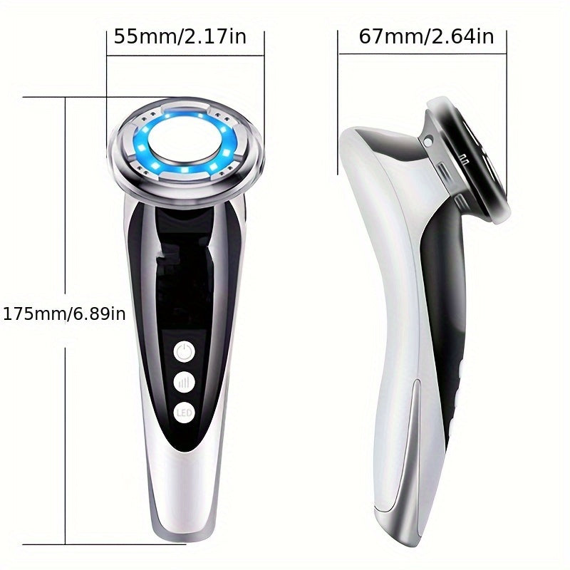 Masajeador facial portátil de mano con carga USB y vibración suave en beige claro