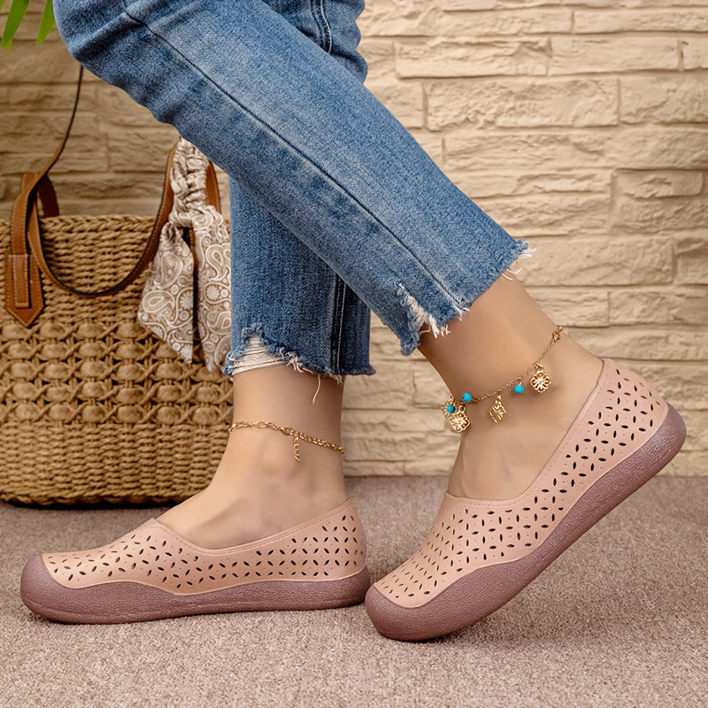 Women's Non-Slip Beach Shoes Flat Sole Cushioned Insole Beige Casual Sandals