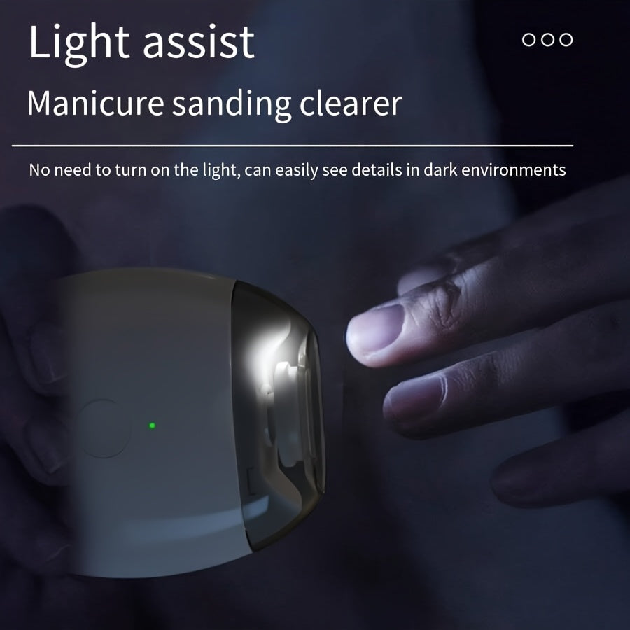 Portable Electric Nail Trimmer with USB Rechargeable Battery and LED Light