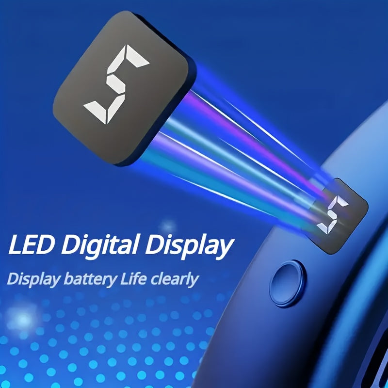 Neck-Mounted USB Fan with LED Lights, Bladeless Design, 5-Speed Cooling