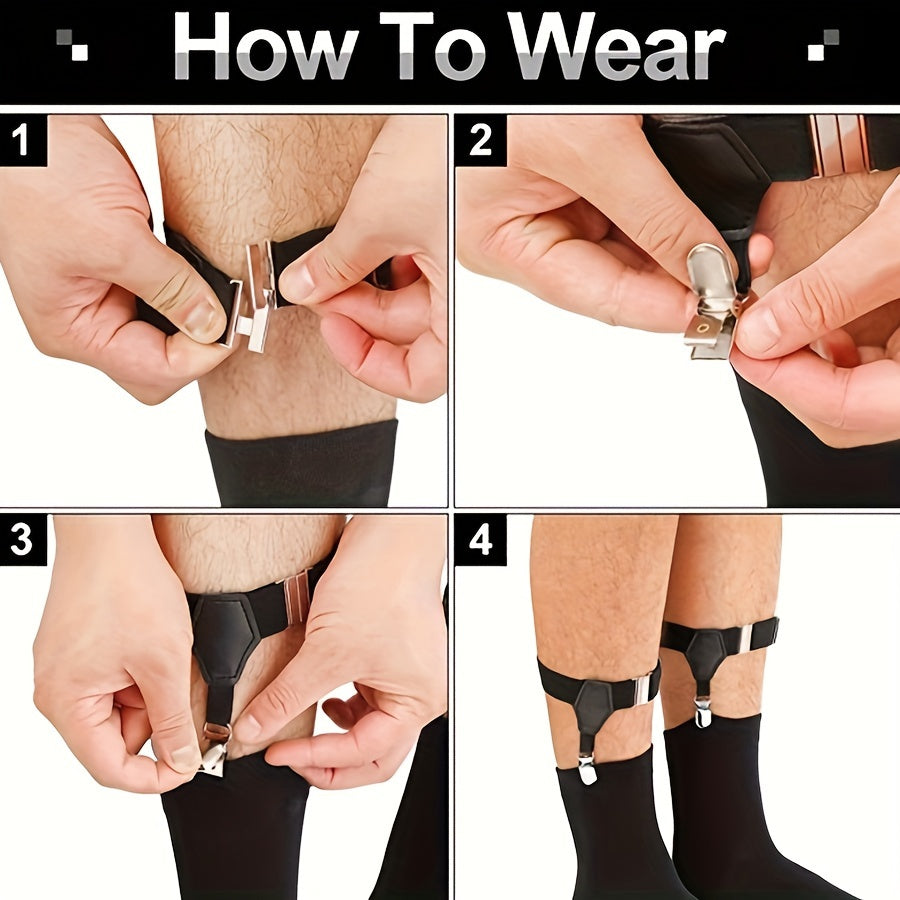 Men's Sock Suspenders Adjustable Sock Holders with Sturdy Clips for Formal and Daily Wear