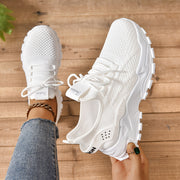 Women's Breathable Knit Slip-On Sneakers Casual Low-Top Walking Shoes White