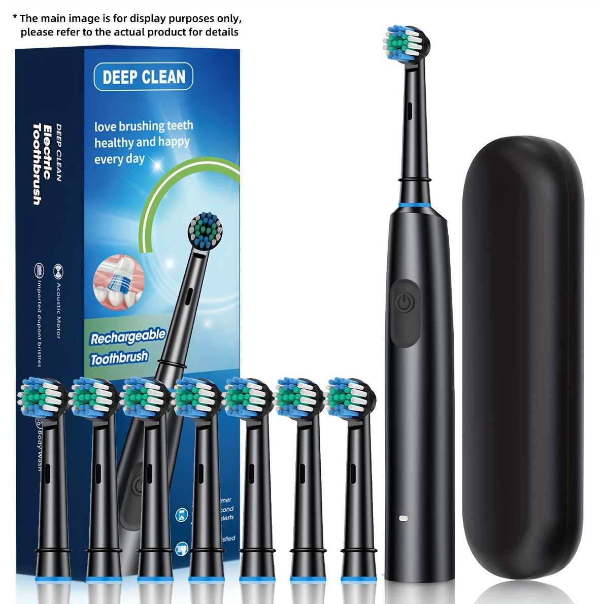 Rechargeable Electric Toothbrush for Sensitive Gums with 8 Brush Heads and Travel Case