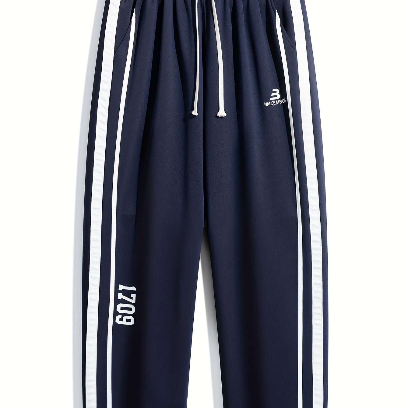 Adult Geometric Patterned Stretchy Track Pants Polyester Blend All-Season Plus Size