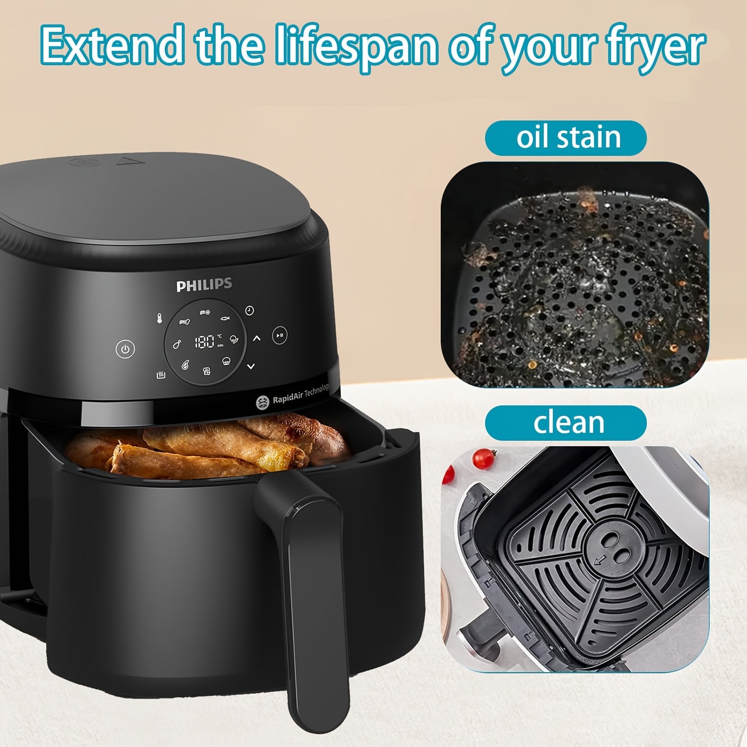 1/2 Черная силиконовая форма для выпечки для аэрогриля, совместима с моделью Philips NA229, антипригарная, легко очищается в аэрогрилях, духовках и микроволновых печах.